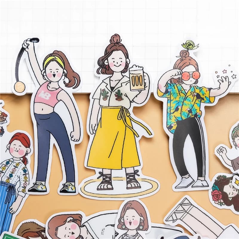 26 pezzi/pacco Cartoon Vacation Life Girls Boys adesivi notebook/personaggi
