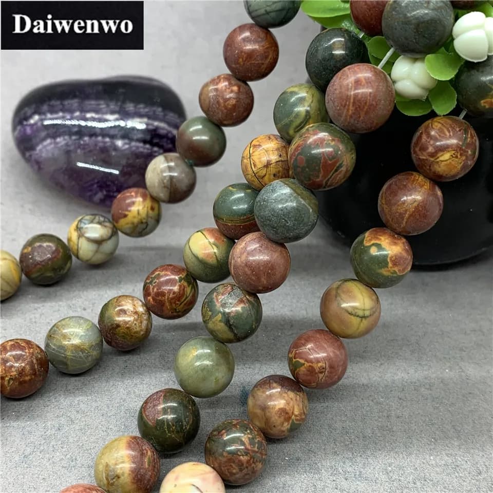 Picaso Jasper Beads 4-12mm Round Natural Loose Stone Bead DIY for Dreamcatcher