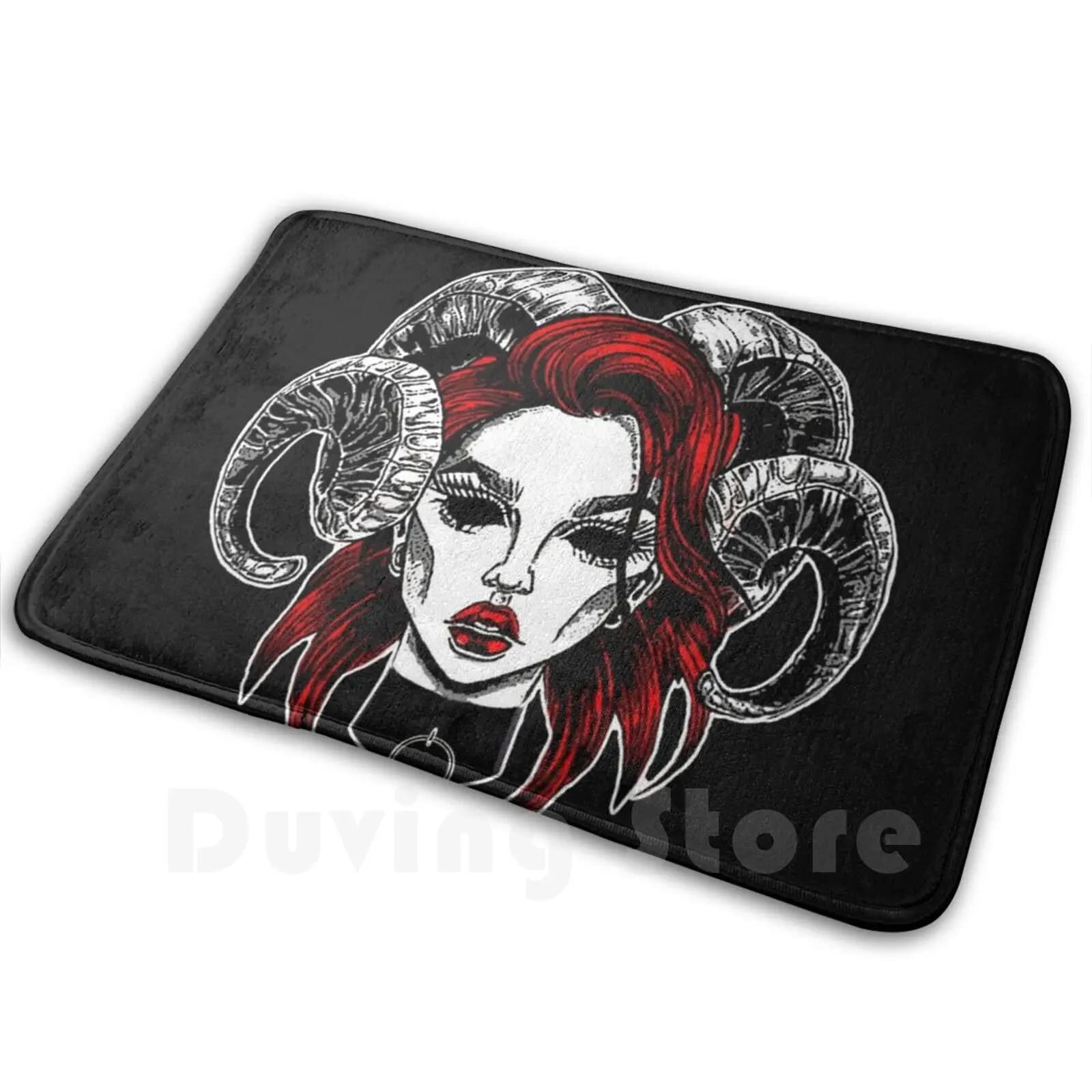 Succube Tappeto Tappetino Tappeto Cuscino Morbido Succube Ragazze Capelli rossi Gotico Punk Punk Moda Goth Rosso Nero Piuttosto carino