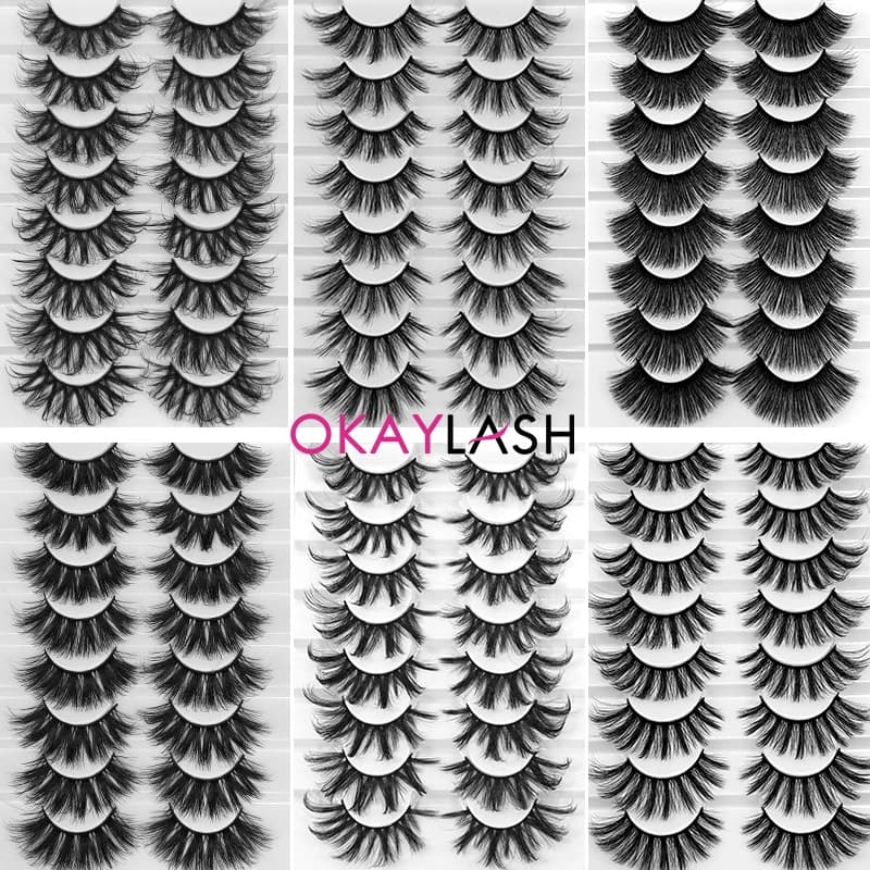 OKAYLASH 3D Facial eyelashes Natural fake eyelashes Volume Fake eyelashes Dramatic makeup Slim stretch eyelashes Vegan silk eyelashes