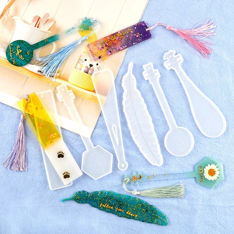 Segnalibri per stampi in Silicone UV fai-da-te stampi in resina epossidica vassoio rettangolare Art segnalibro trasparente per libri decorazione stampo in Silicone