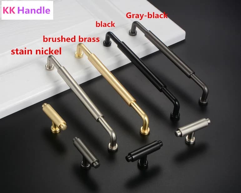 128 192 Millimetri Moderna Semplice di Modo Spazzolato in Ottone da Cucina Porta Dell'armadio Guardaroba Maniglia Stain Nickel Nero Armadio Cassetto Knob Pull