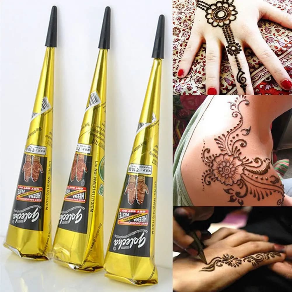 Natural Temporary Flash Tattoo Paste hennè nero Body Paint Arts coni usa e getta Sexy Tattoo Cream Indian Wedding Fashion 2021