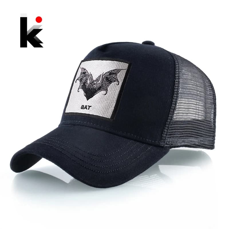 Berretto da Baseball con ricamo a pipistrello cappellini da camionista Snapback quattro stagioni uomo donna moda cappello da Baseball Hip Hop berretti con visiera esterna