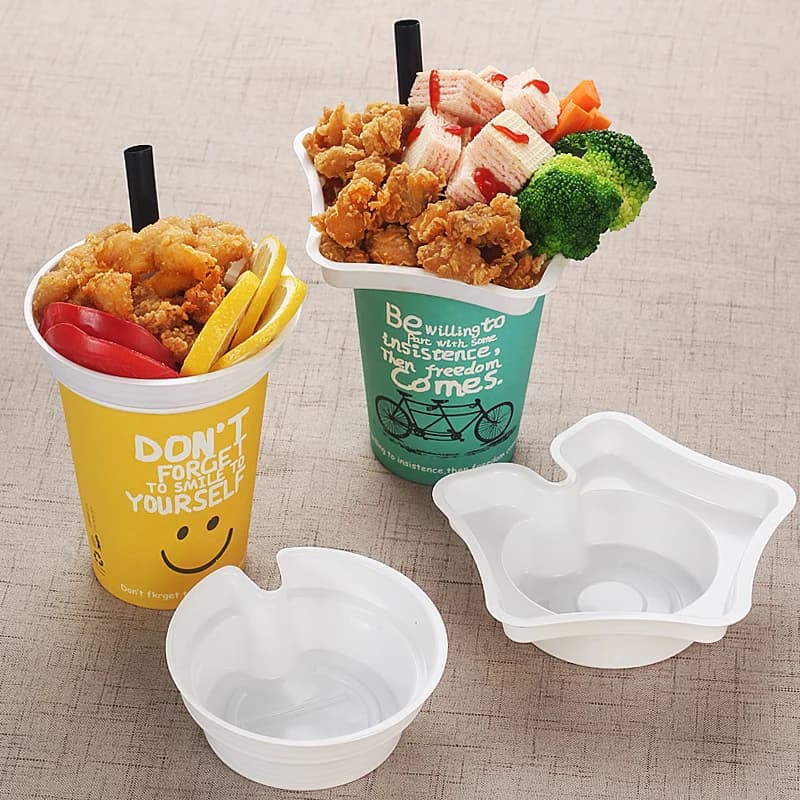 Porta Snack usa e getta a forma di fiore su tazza, ciotola per bistecca creativa, portabicchieri per Cola, vassoio per alimenti fritti, strumenti da asporto popolari