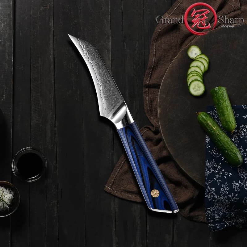 Coltello da cucina da 3.5 pollici AUS-10 coltello da cucina in acciaio damasco giapponese manico G10 lama affilata pelatura di frutta coltelli pettini Grandsharp