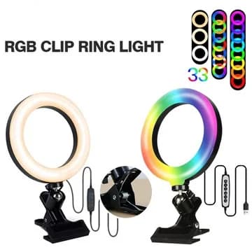 Anello luminoso per selfie per computer portatile Desktop Youtube Lampada ad anello Kit di illuminazione per videoconferenze con clip per supporto per telefono treppiede