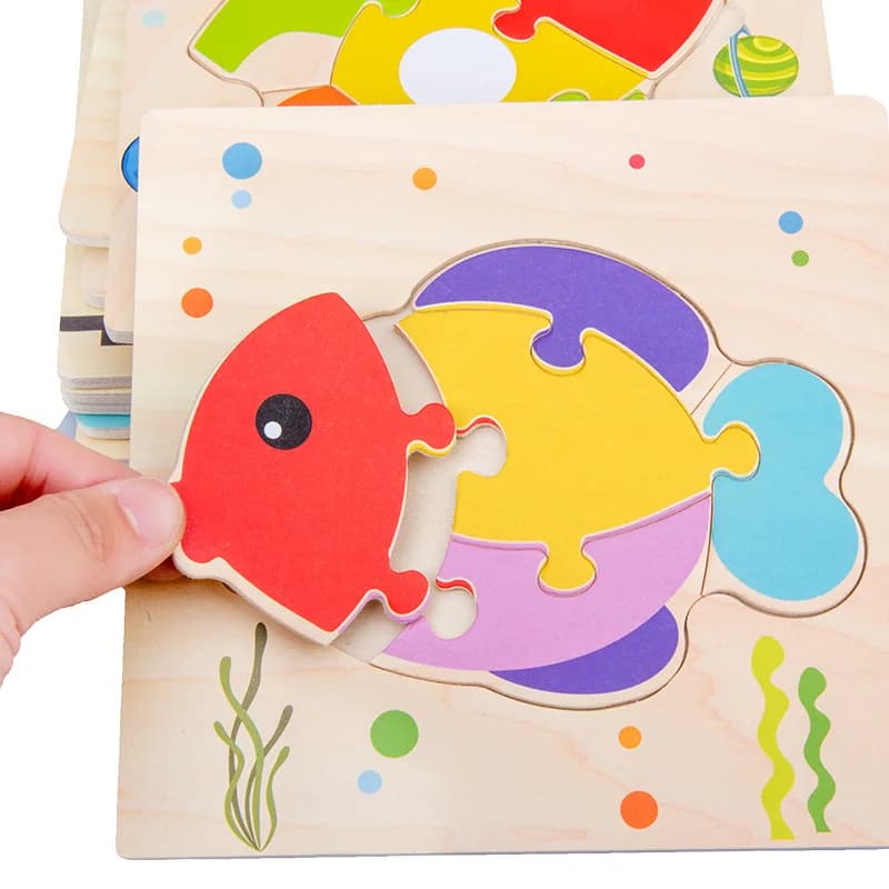 Puzzle in legno per cartoni animati per bambini Cognizione di auto animali Puzzle 3D Giocattoli in legno per bambini Giocattolo educativo per l'apprendimento precoce dell'intelligenza