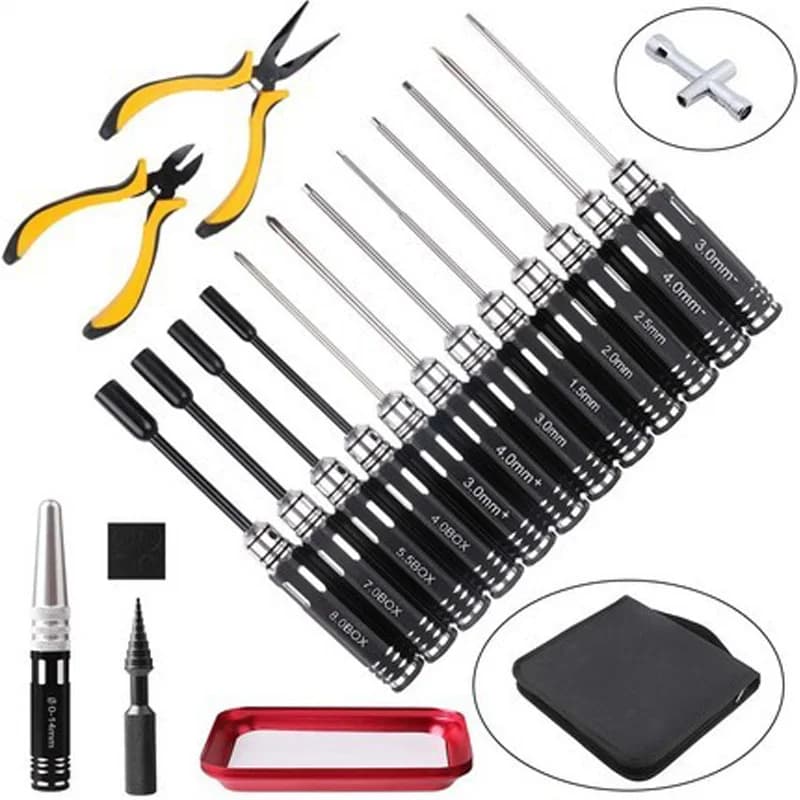 18 in 1 / 23 in 1 RC Tools kit cacciavite pinze bussola esagonale scatola di riparazione Set per la riparazione di aeroplani RC Rc modello di auto giocattoli
