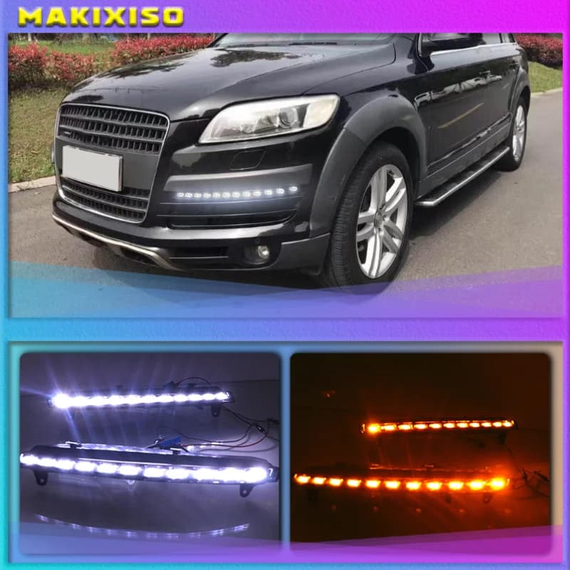 2 pezzi per Audi Q7 2006 2007 2008 2009 LED DRL luci di marcia diurna luce diurna fendinebbia con indicatore di direzione giallo