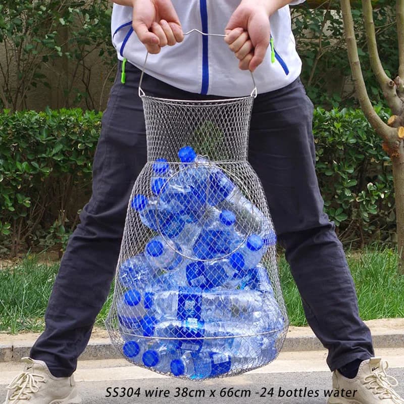 Durevole pieghevole in filo di acciaio inox cestino da pesca gabbia gamberi gamberetti Minnow esca trappola esca rete mare affrontare maglia portatile