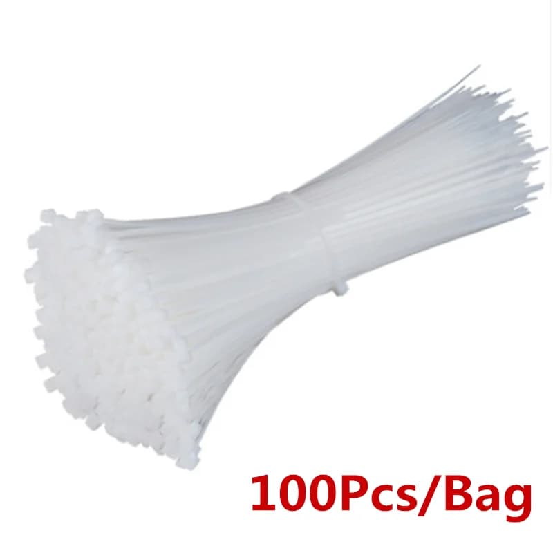 100 PZ 3X60/80/100/120/150/200mm 4X150/200/250/300 Latte Bianco Fascette per cavi Fascette autobloccanti Fascette in nylon