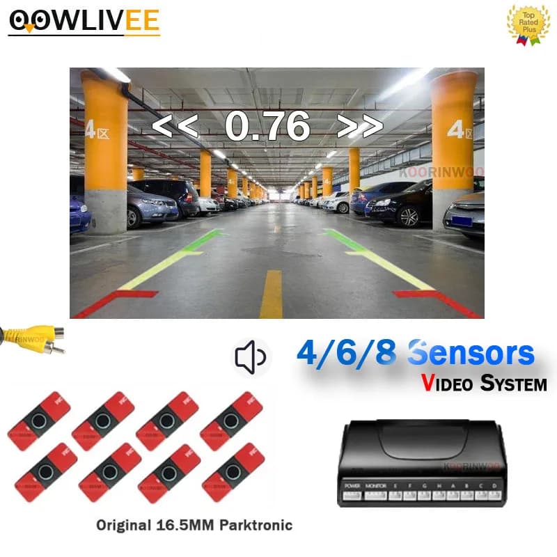 OOWLIVEE Parktronic Car Parking Sensor Original 13mm Probe Alarm Step Buzzer Parking System Video Support Car Camera And Monitor