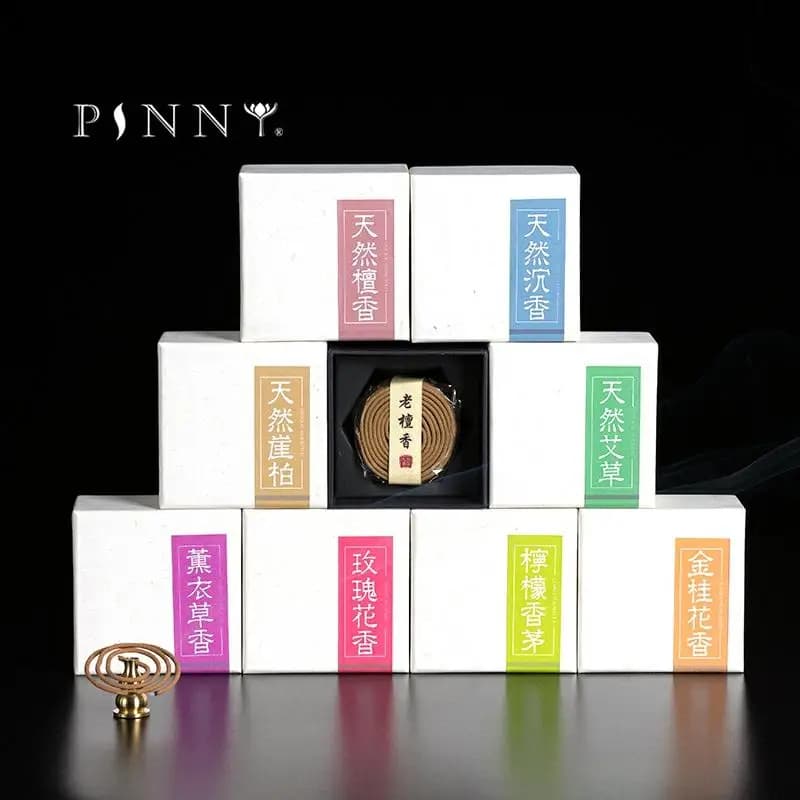 PINNY Incenso a spirale naturale da 2 ore Incenso di vari gusti Incenso a spirale Aroma aromatico Bastoncini Fiori Incenso profumato in legno di sandalo rosa