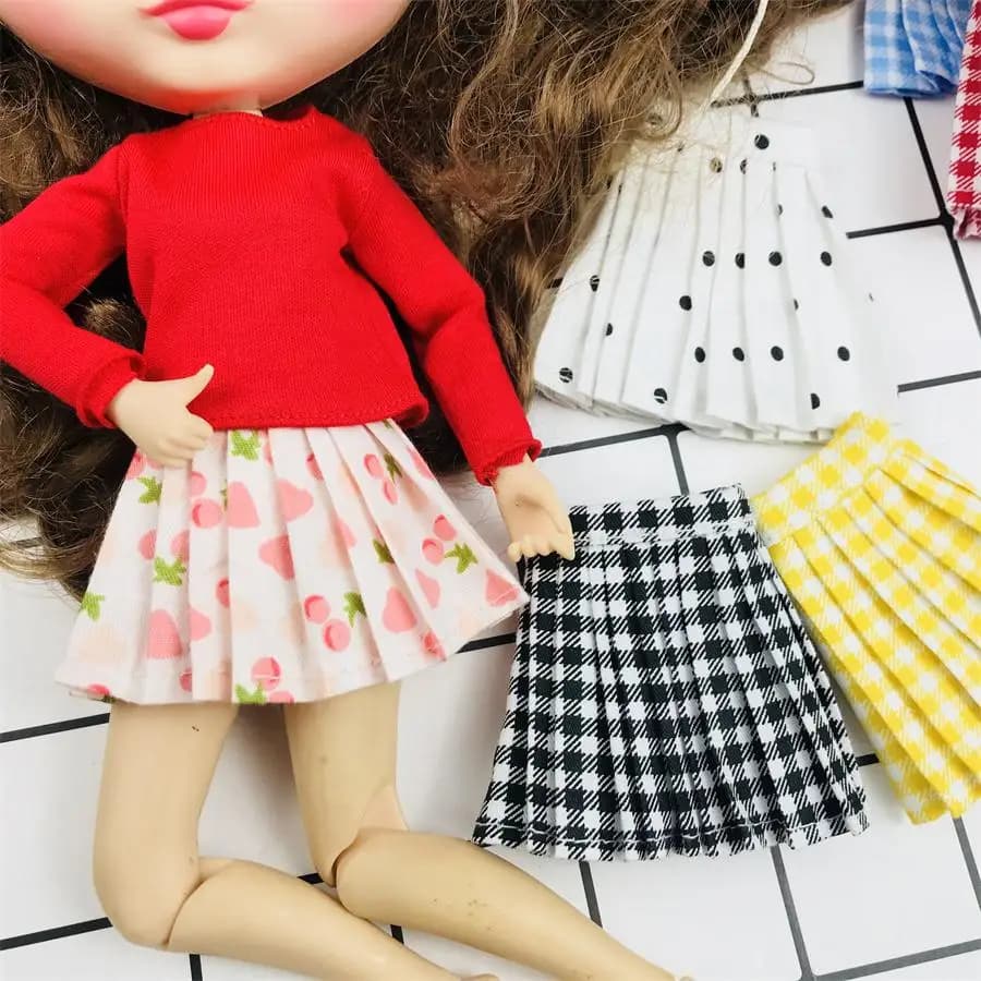 1PCS sacchetto di Scuola Uniforme Vestito di Griglia di All-Partita di Stile Gonna A Pieghe per Blyth Licca 1/6 Bambole Accessori Dei Vestiti