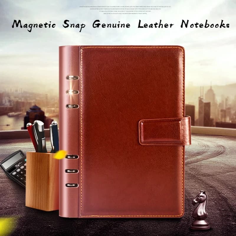 A6 B5 Black Business Leather 6 Ring Binder Planners Notebooks,Brown Vintage Custom Logo Hardcover Journal A5 For Gift Promotion