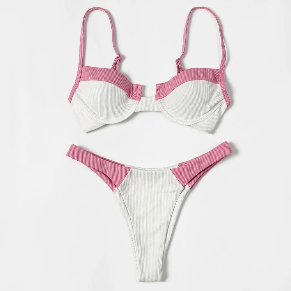 ZTVitality Sexy bikini with ribbed joints 2022 New arrival Padded bra with ferret Push Up Swimwear High cutting Swimwear Woman Beachwear