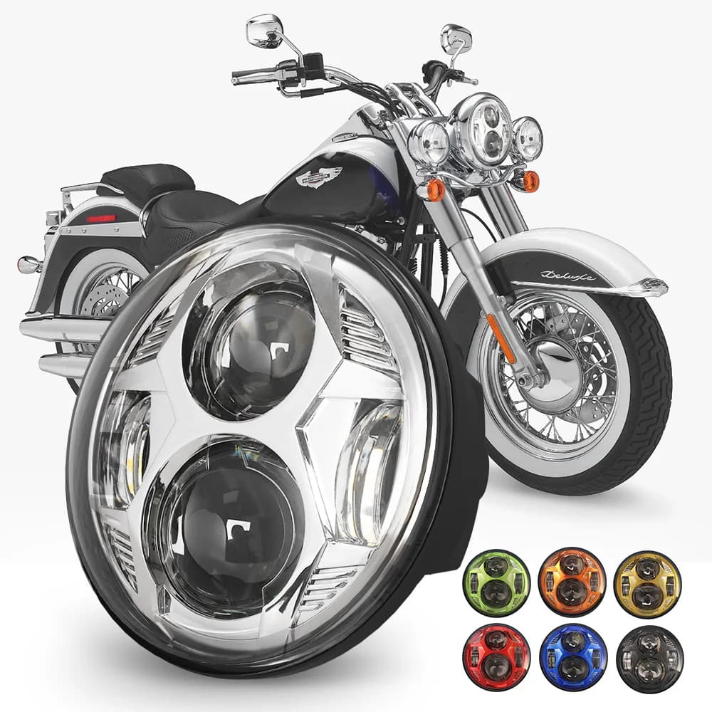 Faro Rotondo da 5-3/4 Pollici per Harley Honda Shadow VT 600 700 750 1100 VTX 1300 DRL 12V Anabbaglianti/Abbaglianti Faro Moto da 5,75 Pollici