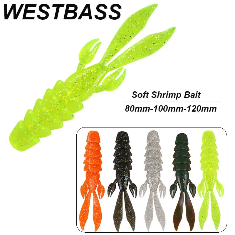 WESTBASS Crazy Flapper esche da Pesca 8-10-12cm gamberetti Soft Bait Larva Silicone Wobbler gomma traina Swimbait Bass Pesca Isca
