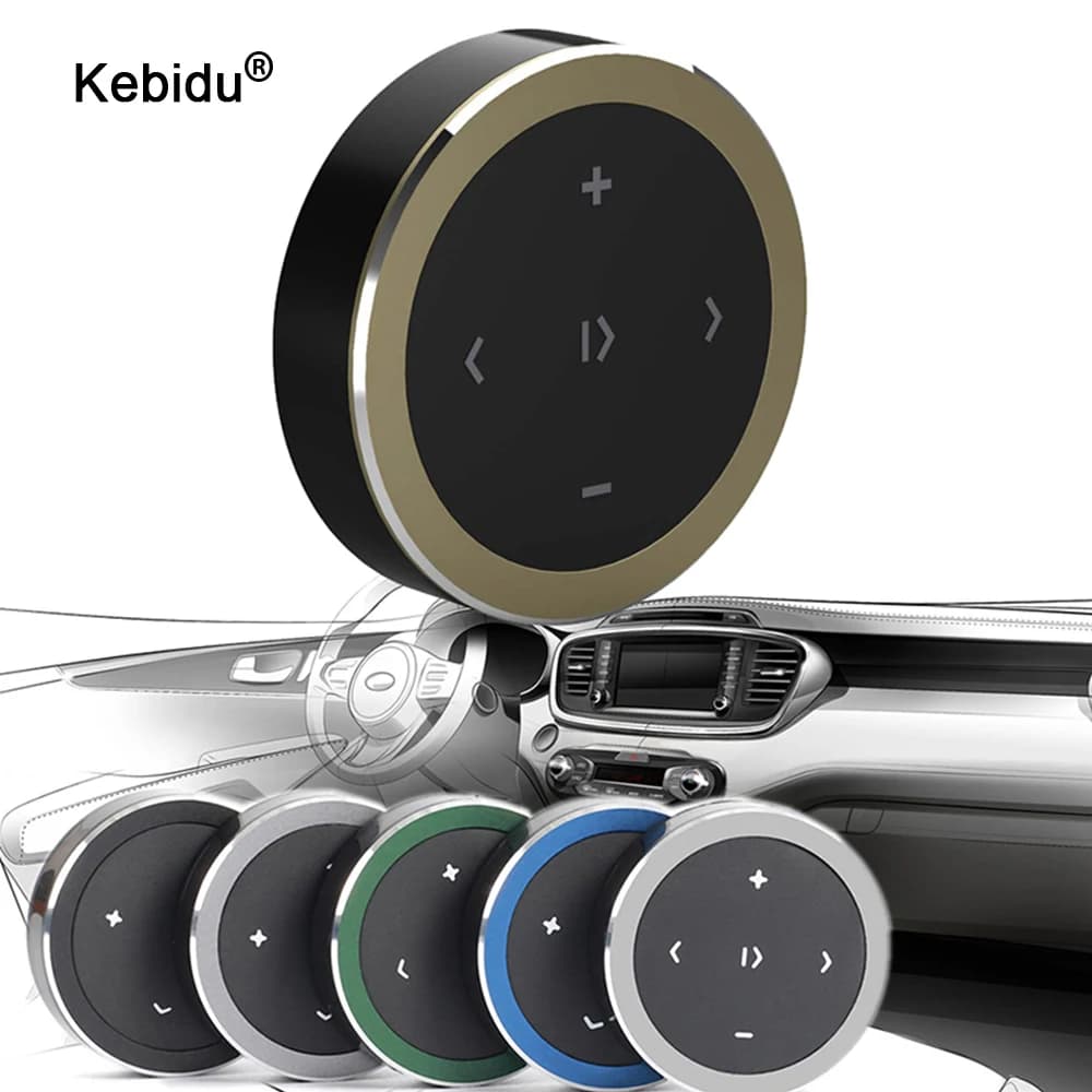 KEBIDU Steering Wheel Music Player Wireless Bluetooth Remote Control Media Button Multimedia for Android IOS Smartphone Car Kit
