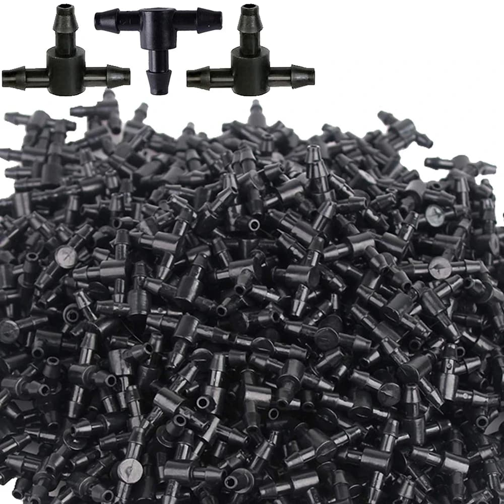 Connettore per tubo flessibile con connettore per irrigazione a goccia a tre vie adatto per tubi da 4 mm/7 mm per sistema di irrigazione con irrigazione a irrigatore