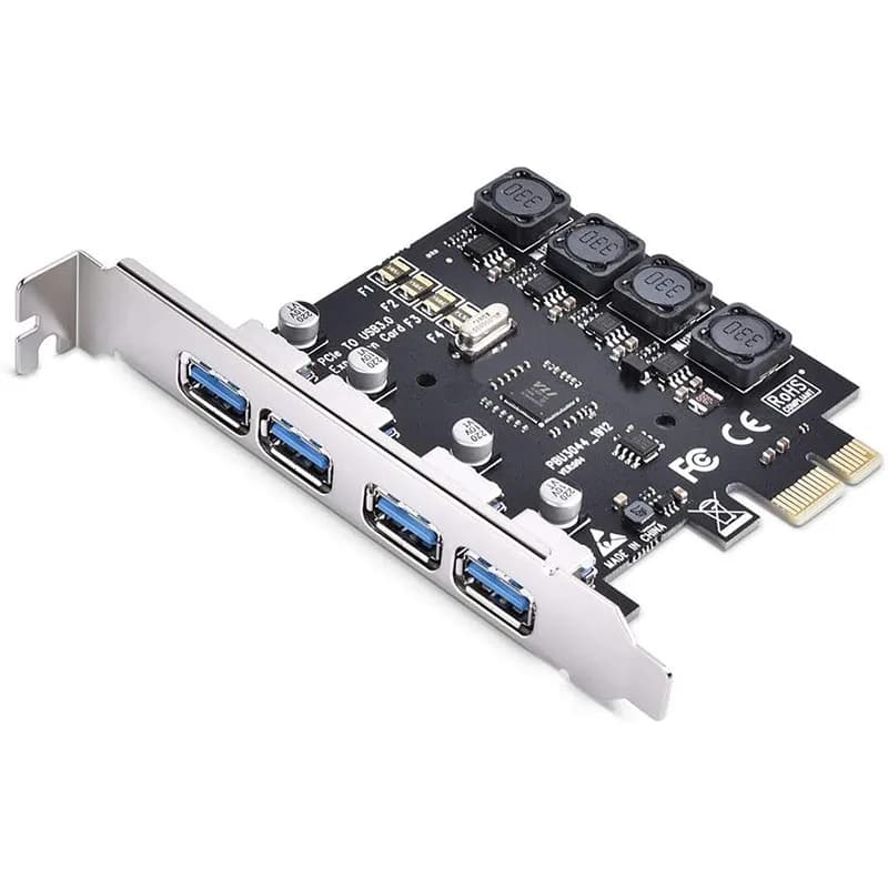 Scheda di espansione ad alta velocità da PCI‑E a USB 3.0 a 4 porte, scheda riser hub USB interna, velocità di trasferimento di 5 Gbps per scheda madre di PC desktop