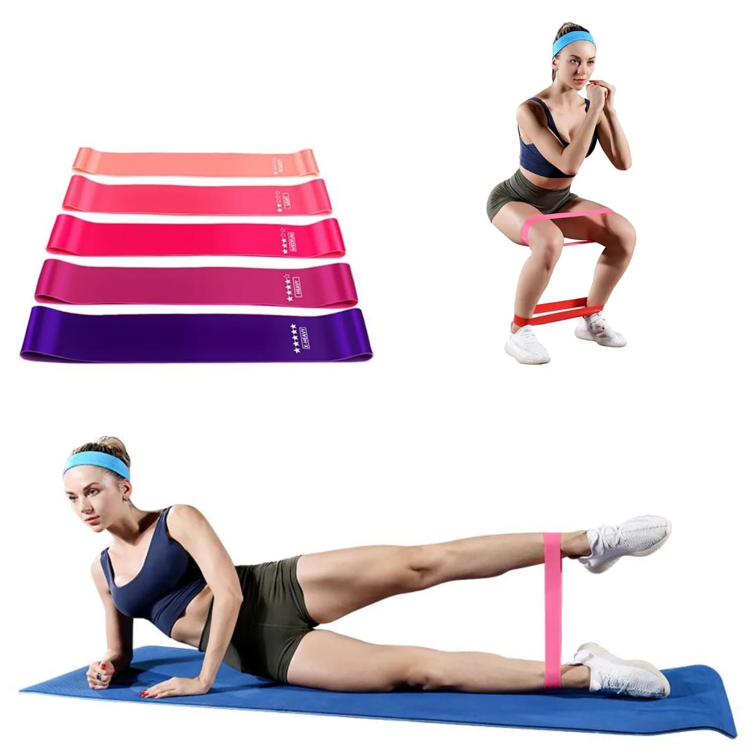 5 PCS resistance bands for portable fitness Set elastic Pilates Yoga Bodybuilding elastic gym equipment for strength training at home