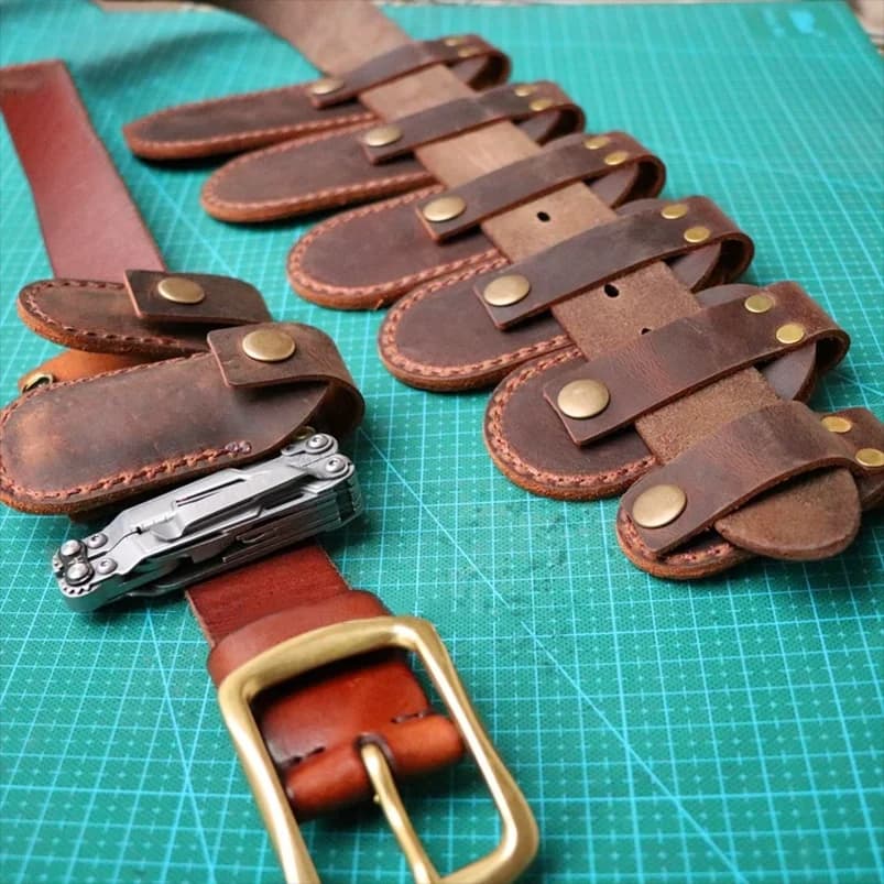 10 Types First Layer Crazy Horse Cowhide Leather Folding Pocket Knife Tool Pliers Sheath Case Buckle Belt Waist Bag Scabbard