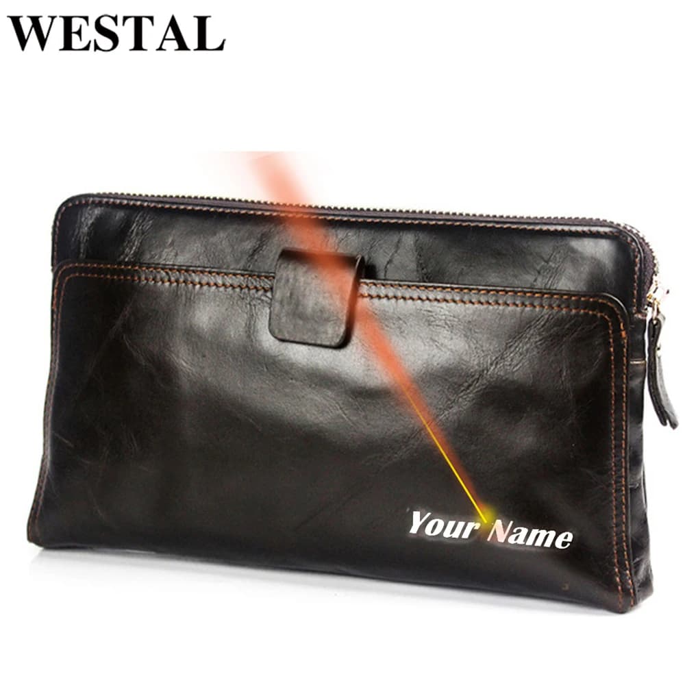 Portafoglio da uomo WESTAL pochette in vera pelle borsa da uomo portafoglio in pelle per portafogli per telefono con carte di credito per portamonete passaporto