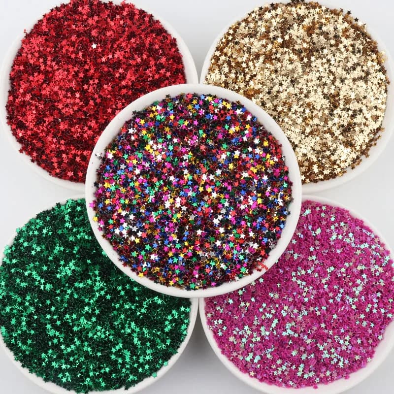 4mm Mini Star Glitter Paillettes Nail Art Paillettes manuale Paillettes a cinque punti PVC sciolto Paillette Manicure adesivo per unghie 10g