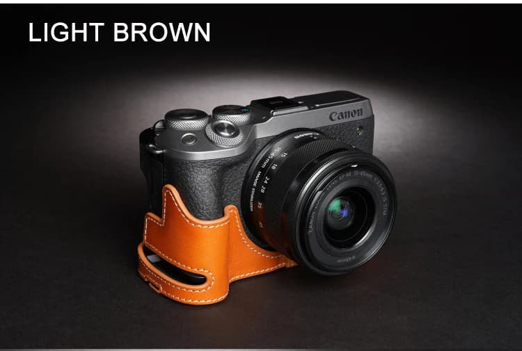 Mezza custodia in vera pelle per Canon EOS M6 mark ii M6mark2 con apertura porta batteria