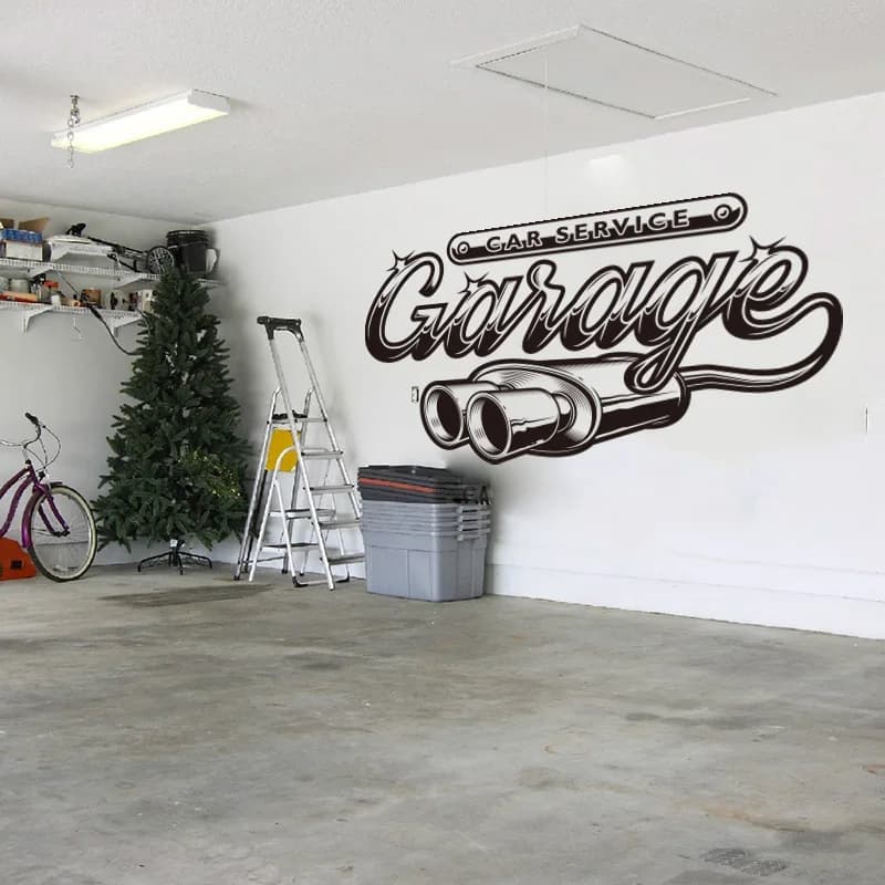 Retro Car Service Garage Wall Sticker tubo di scarico Classic Auto Repair Service Shop Wall Decal decorazione in vinile
