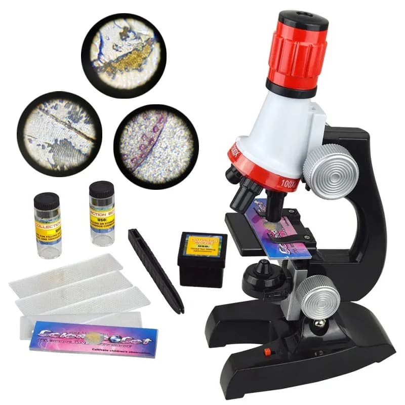 100X 400X 1200X LED illuminato giocattolo per bambini microscopio biologico in plastica monoculare regalo educativo di compleanno per bambini