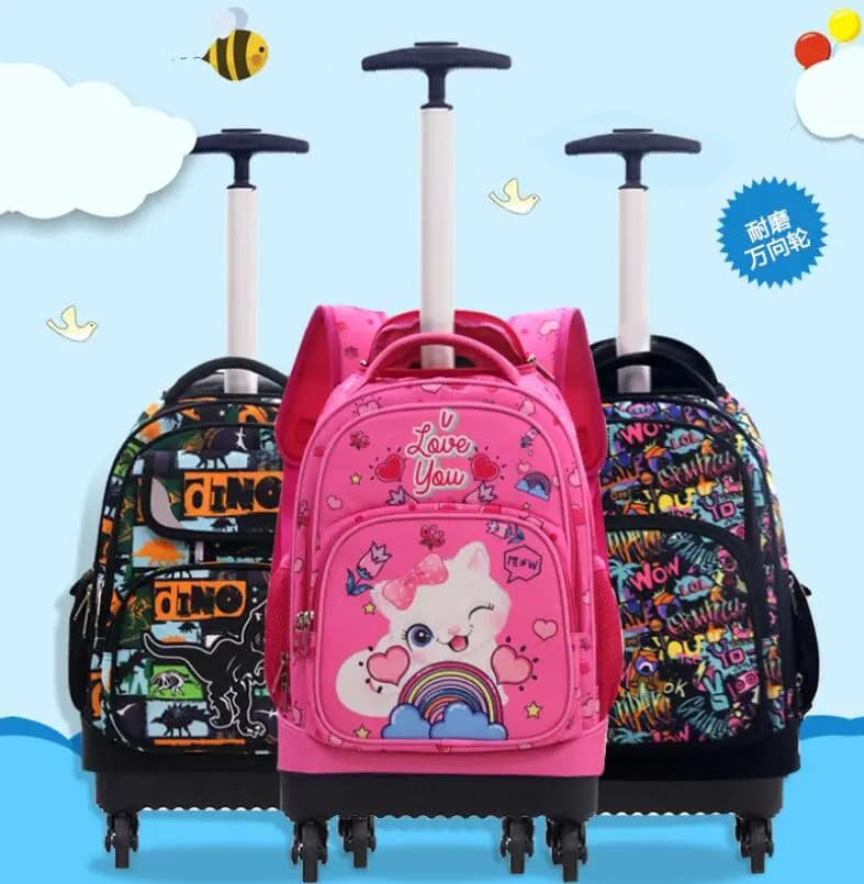 Zaino con ruote per bambini, per viaggi e scuola, zaino con ruote per ragazze, borsa trolley da scuola da 16 pollici con ruote.