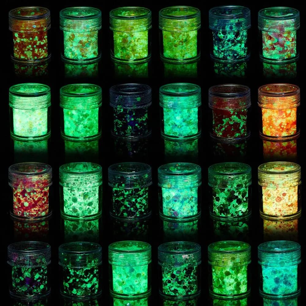 24 colori paillettes luminose che si illuminano al buio riempitivi glitter per fai da te stampo in resina epossidica nail art artigianato decorazione di riempimento in resina