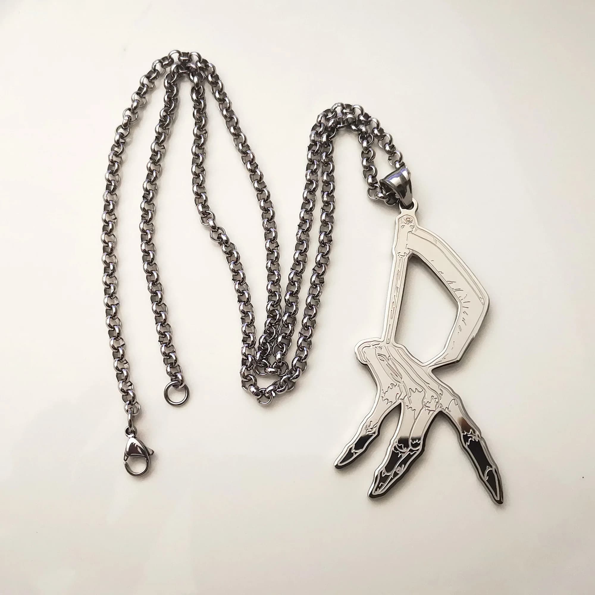 ICP Hatchet Stainless Steel Skeleton claw Necklace Pendant Charms Horror Bone Claw Suitable 24''