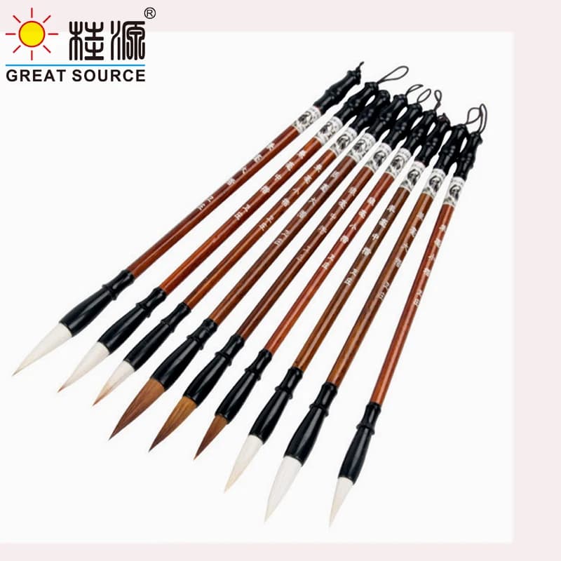 Makeasy Chinese Calligraphy Calligraphy Drawing Set of 3 Teaching Weasel Hair Brush Type