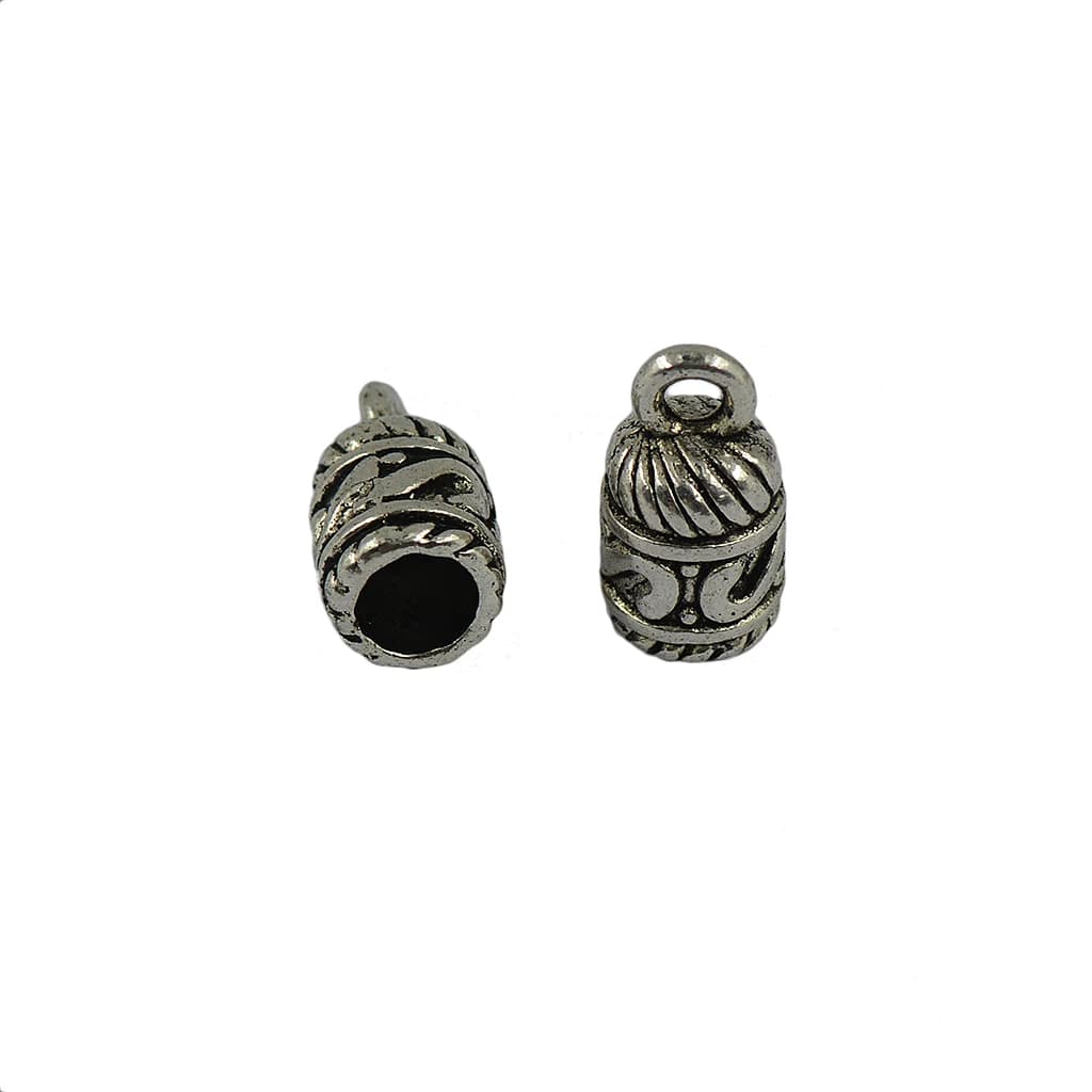 50 Pcs Tibetan Silver metal alloy pattern Column Bell End cap for 4mm 5mm Mesh Kumihimo Cord wire DIY findings