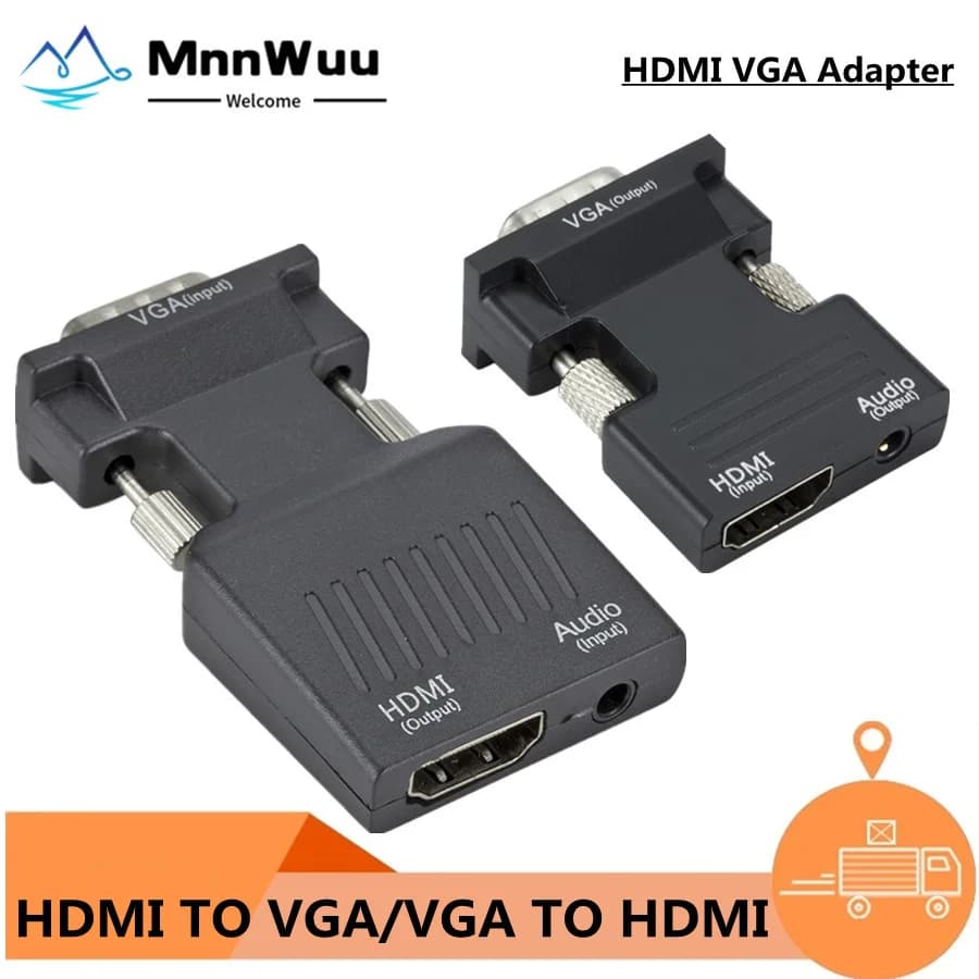VGA to HDMI compatible Converter Adapter VGA 1080P for portable HDTV Video Audio projector PC Compatible with HDMI to VGA