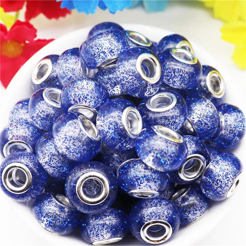 10 pz nuovo Glitter rotondo grande foro perline per capelli braccialetto donne accessori gioielli fai da te orecchini serpente catena cavo collana Charms