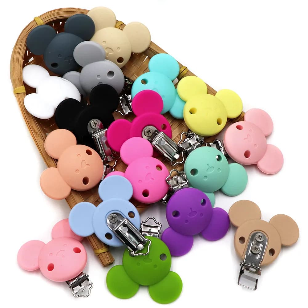 BOBO.BOX 3 pezzi clip per ciuccio in silicone di Topolino porta capezzoli in silicone per uso alimentare senza BPA perline per dentizione per bambini clip accessori