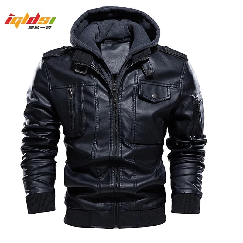 Giacca da moto in pelle da uomo Plus giacca in pelle invernale calda in velluto moda cappotto Slim giacca da uomo Casual Bomber da motociclista