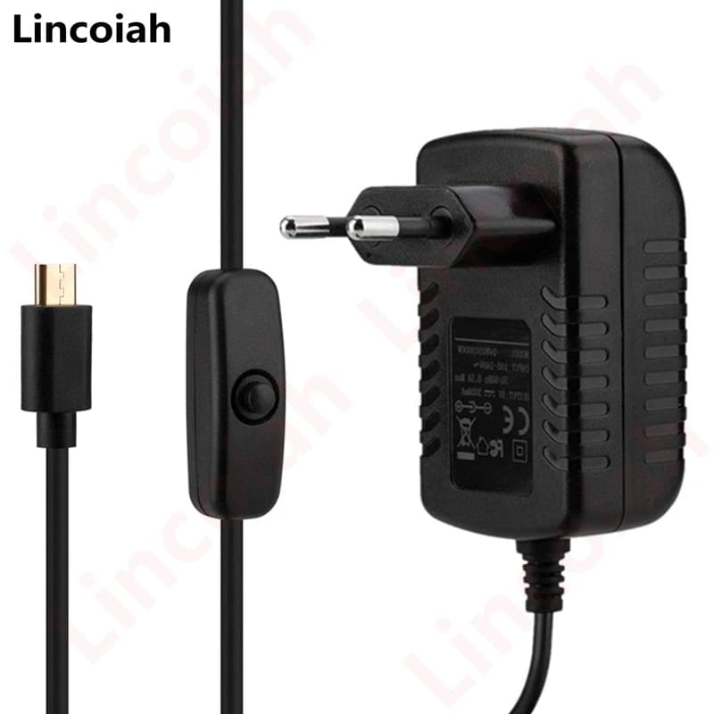 AC 100-240V DC 5V 3A Interruttore di Alimentazione Pulsante Adattatore di Alimentazione Caricatore Porta Micro USB 5 V Volt per Raspberry Pi 3 Modello B+ plus