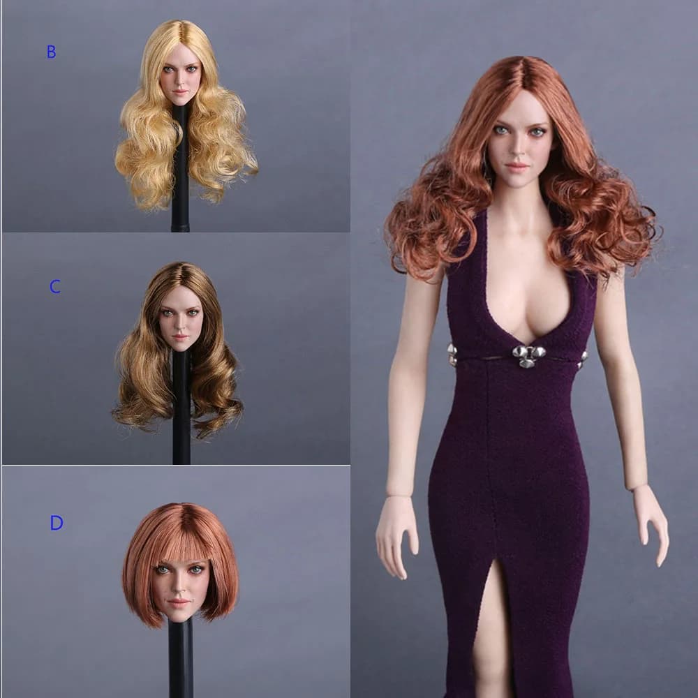 Gc009 1/6 julie seyfritta testa di soldato donna scultura con capelli ricci per 12 "Action Figure Body Doll