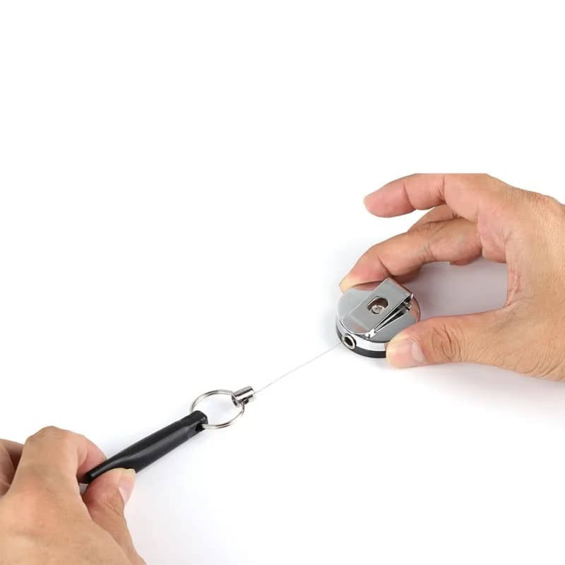 Portapenne retrattile resistente da campeggio Portapenne Bobina Matite da carpentiere Anti smarrimento Corda Portachiavi Catena Clip da cintura Attrezzi da esterno