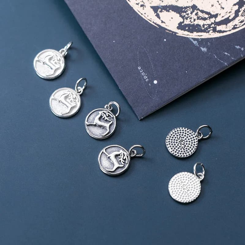 1 pz 925 Sterling Silver Alce Rotondo Pendenti E Ciondoli 14.5x12mm Bracciali Collana Moneta D'argento Cervo Pendenti Di Natale Risultati Dei Gioielli FAI DA TE