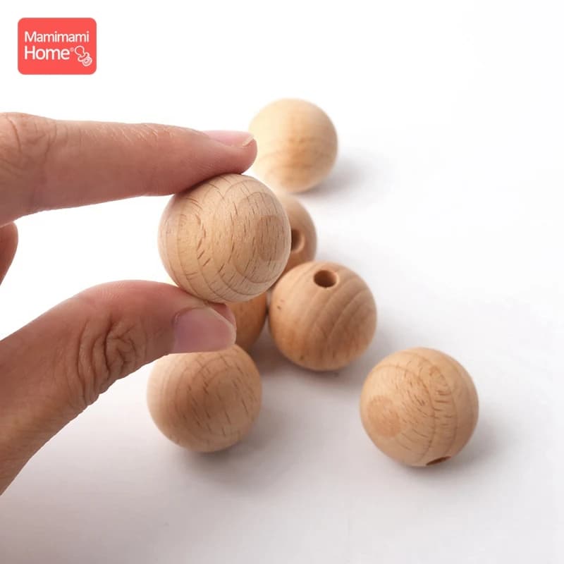 100 pz Perline di Legno 8-20mm Faggio Massaggiagengive Per Bambini FAI DA TE Per Braccialetti Allattamento Collana Personalizzata Per Il Capretto In Legno Vuoto Articoli Per Bambini