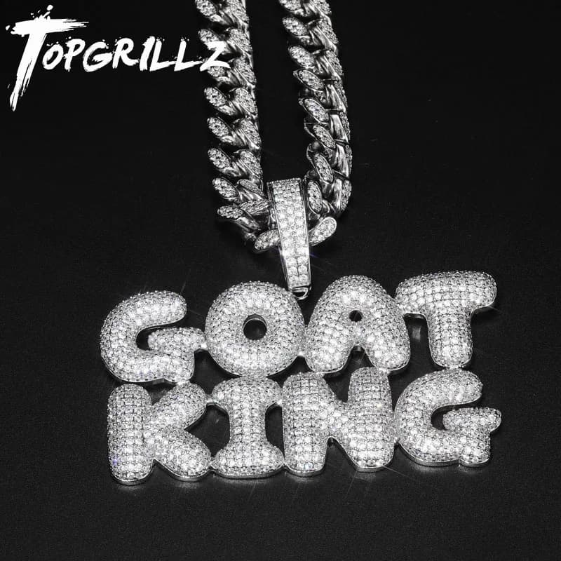 TOPGRILLZ Con Catena Cubana Nome Personalizzato Lettere Catena Iced Out Pendenti Collane da Uomo AAA Zircone Gioielli Hip Hop Per Il Regalo
