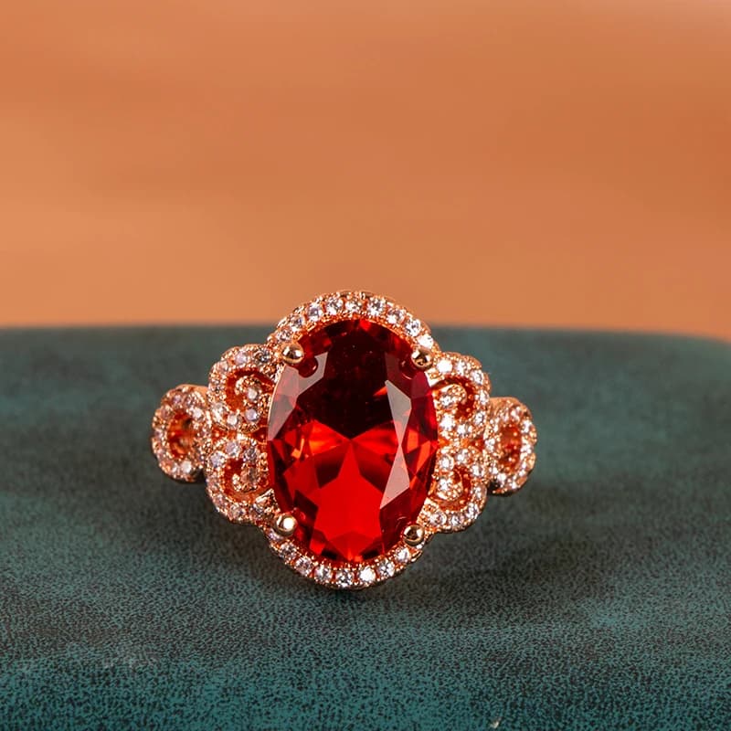 Anello Cellacity in argento con grande rubino ovale, gioielli in argento, fidanzamento per donna, all'ingrosso, taglia ragazza 6-10