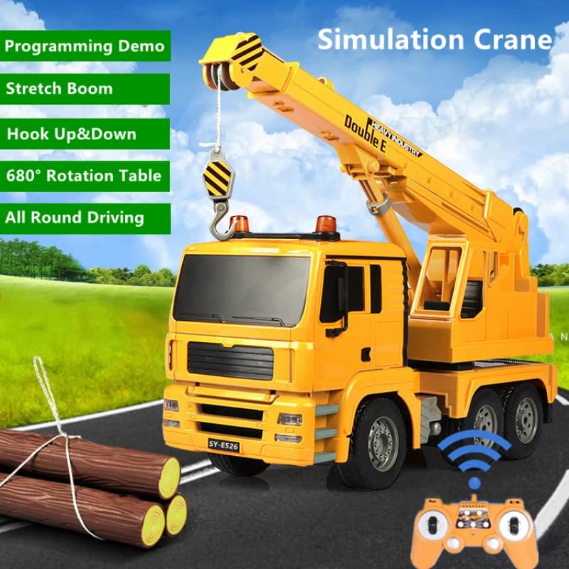 All Round Driving Demo RC Gru Camion Rotazione di 680 Gradi Console Stretch Boom Hook Up & Down Simulazione Luce RC Camion Auto Giocattolo